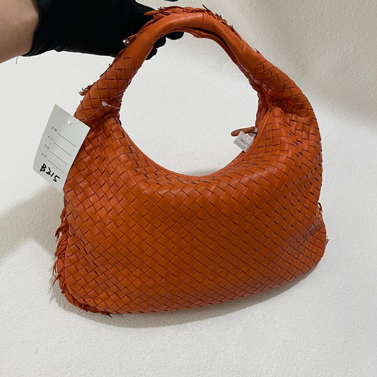 Bottega Veneta Veneta Hobo Medium Orange with Fringe Edges Intrecciato Leather Bag 40cm-Luxbags