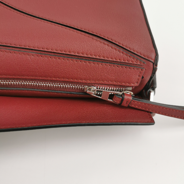 Sold Loewe Puzzle Mini Burgundy Calfskin Leather Crossbody Bag