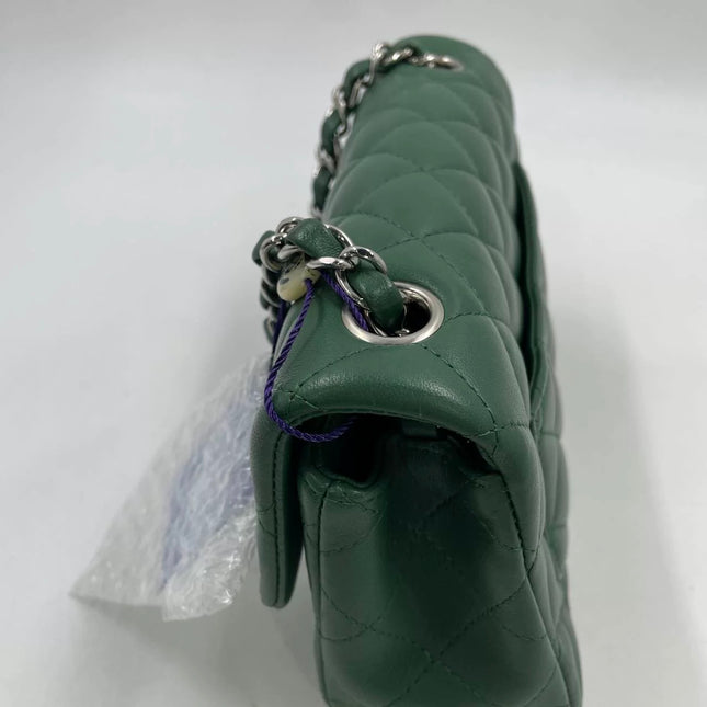 Chanel Classic Flap Mini 2019 Green Lambskin Leather Silver Hardware