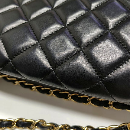 Chanel Classic Flap Maxi Black Lambskin Leather Single Flap with Gold Hardware 2009-2010