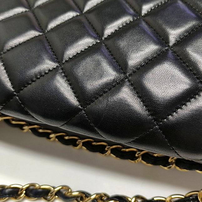 Chanel Classic Flap Maxi Black Lambskin Leather Single Flap with Gold Hardware 2009-2010