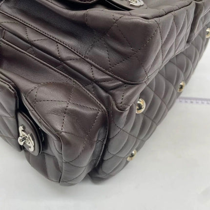 Chanel Cambon Large Dark Brown Calfskin Leather Double Strap Handbag