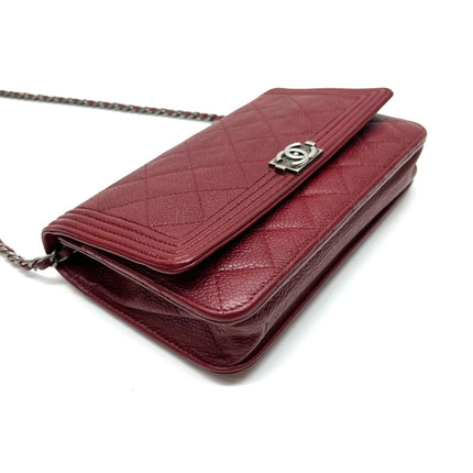 Sold Chanel Wallet on Chain Boy Half Flap Red Caviar Leather