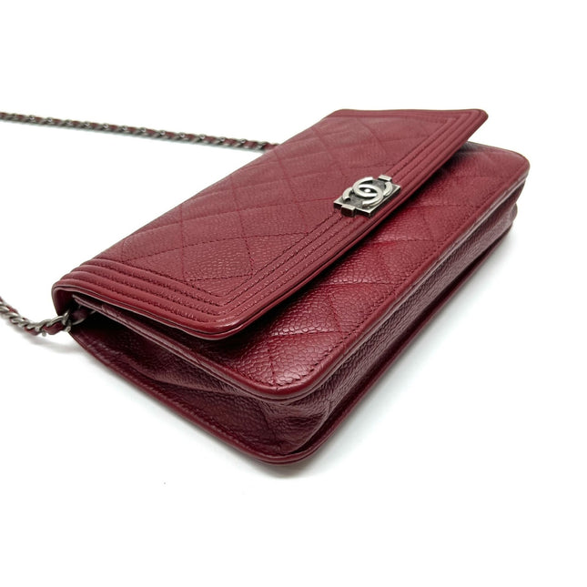 Sold Chanel Wallet on Chain Boy Half Flap Red Caviar Leather
