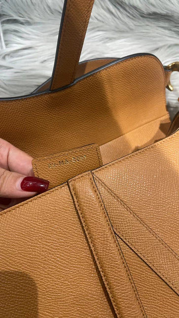 Dior Saddle 2021 Medium Tan Brown Grained Calfskin Leather Bag
