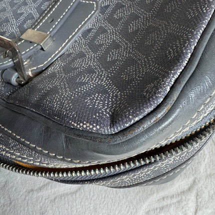 Goyard Ambassade Document Case Small 35cm Handbag Grey Canvas Leather Silver Hardware