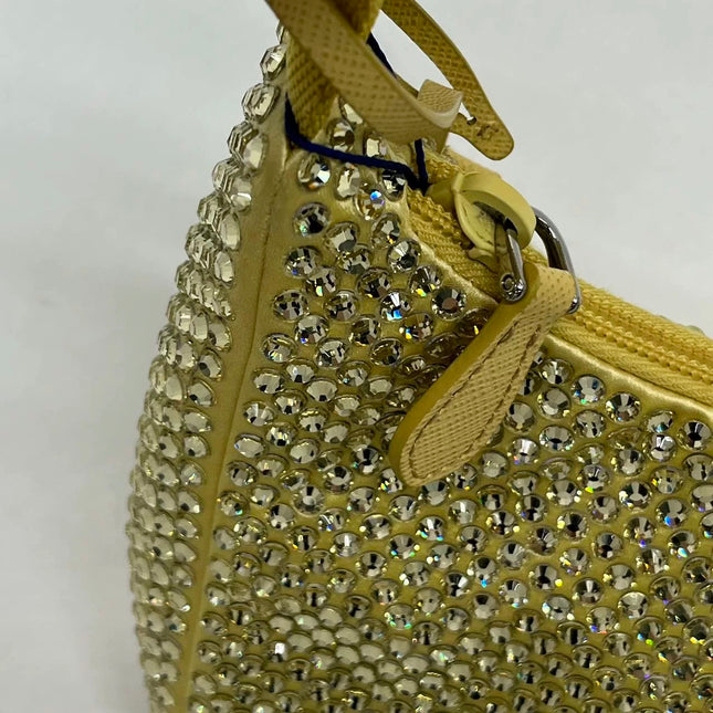 Prada Re-Edition 2000 Mini Yellow Glitter Nylon Shoulder Bag