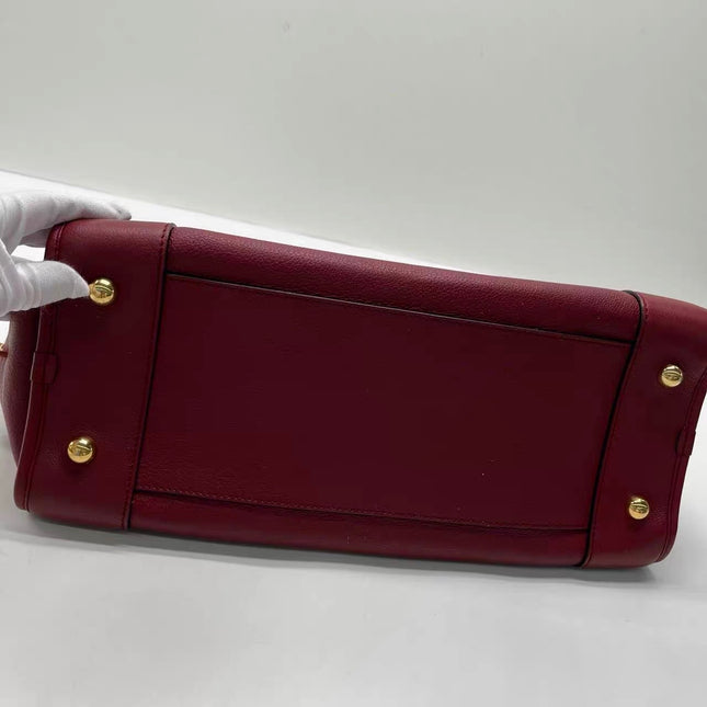 Loewe Amazona 36 Medium Burgundy Leather Dragon Lock Gold-tone Hardware