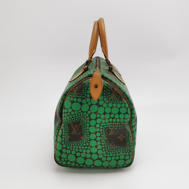 Louis Vuitton Kusama Town Speedy 30 Green Top Handle Bag
