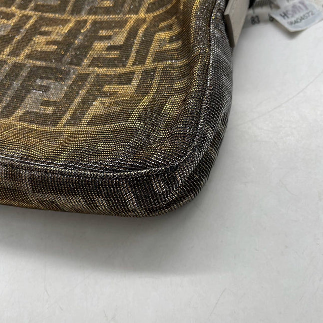 Fendi Baguette Iridescent Brown Zucca Print with Crystal Buckle