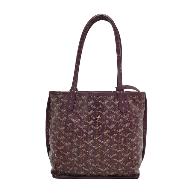 Goyard Anjou Mini Tote Wine Burgundy Reversible Leather-Luxbags