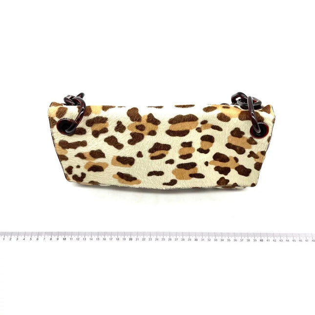 Prada Leopard Print Pony-style Calfskin Tortoise Strap Large Shoulder Bag