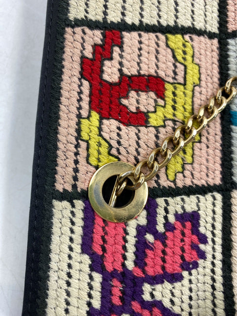Rare Chanel Precious Symbols Needlepoint Shoulder Bag Shopper Tote