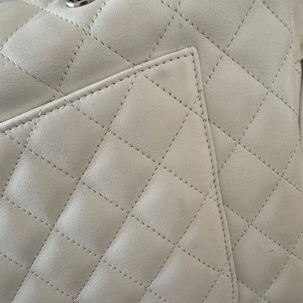 Chanel Cambon Multi-pocket Ligne Reporter Bag Large White Calfskin Leather