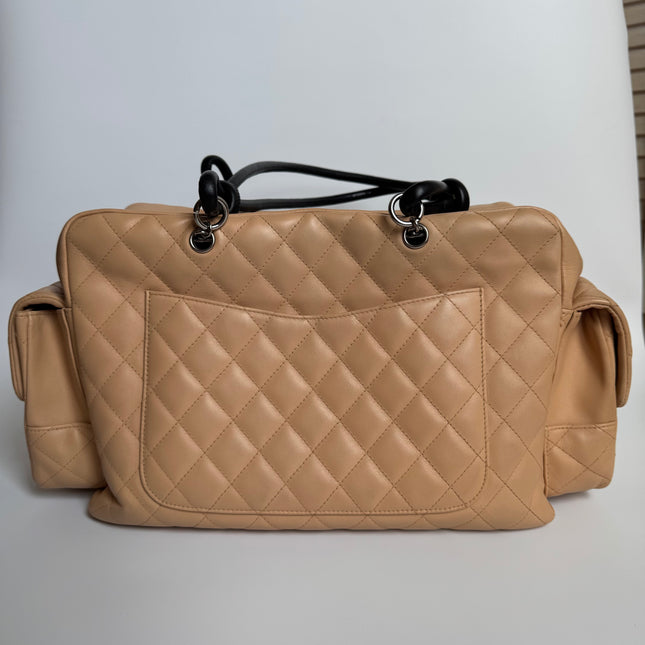 Chanel Cambon Multi-pocket Ligne Reporter Bag Large Beige Calfskin Leather