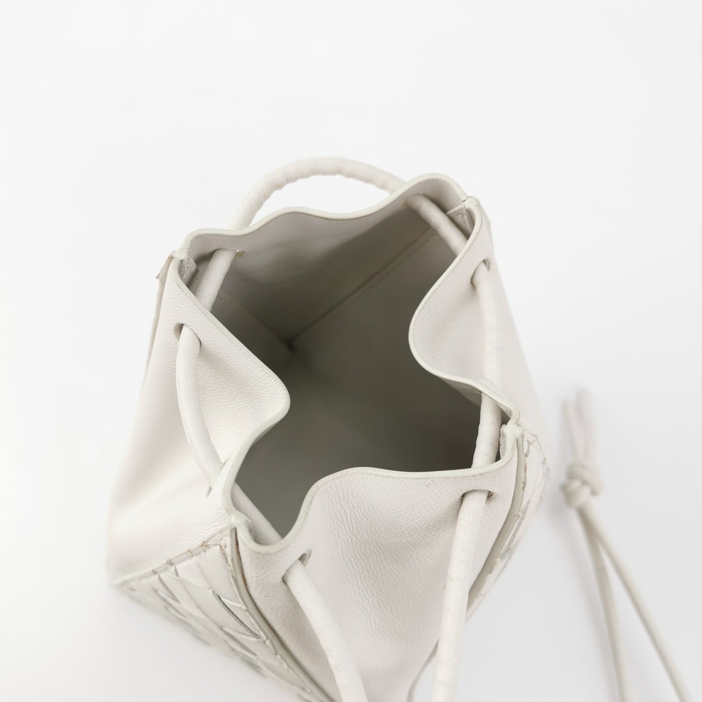 Bottega Veneta White Intrecciato The Mini Knot Shoulder Bag