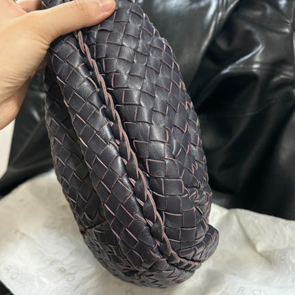Bottega Veneta Belly Hobo Intrecciato Leather Navy Purple Inside 5077 Medium 40cm