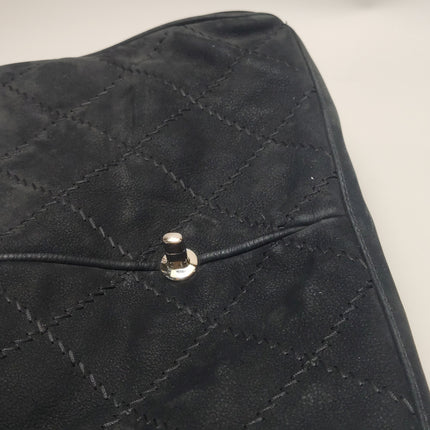 Chanel Nubuck Suede Darjeeling Flap Bag Ultimate Stitch Black Jumbo Bag