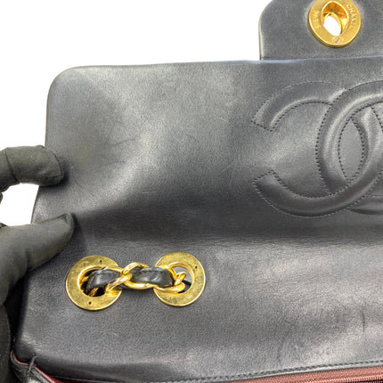 Chanel 1996 Vintage Classic Maxi Flap Black Lambskin Leather Giant CC 24 Gold Hardware