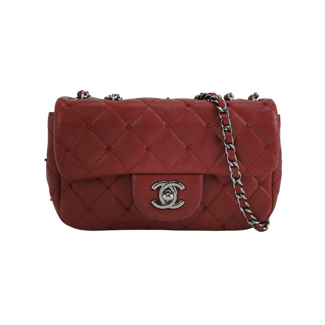 Chanel Seasonal Flap Mini Burgundy Lambskin Leather With Beads-Luxbags