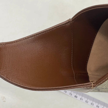 Gucci Jackie 1961 Large Brown Leather and Monogram Web with Long Strap