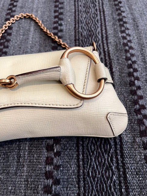 Gucci Horsebit 1955 Small White Leather Shoulder Bag
