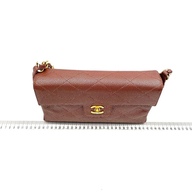 Chanel Vintage Medium Iridescent Brown Caviar Leather Shoulder Bag Gold Hardware