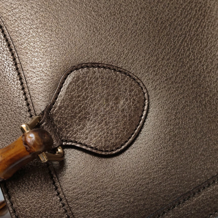 Gucci Diana Vintage Large Metallic Copper Calfskin Leather Bamboo Top Handles Tote Bag