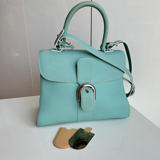 Delvaux Brilliant MM Medium Bright Tiffany Blue Calfskin Leather Crossbody Bag-Luxbags