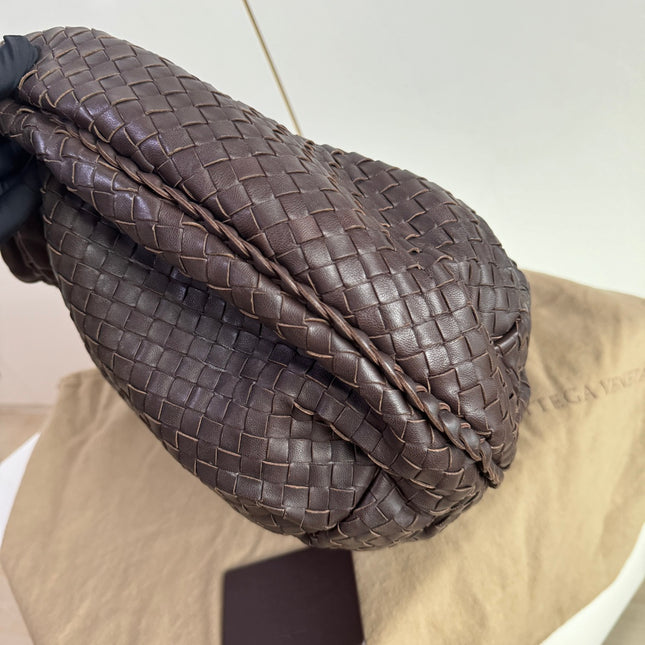 Sold Bottega Veneta Belly Hobo Intrecciato Lambskin Leather Dark Chocolate Brown Large 50cm