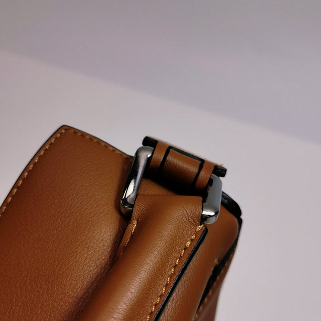 Loewe Puzzle Small Tan Brown Calfskin leather Bag White Logo