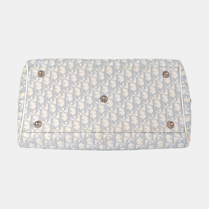 Dior No. 1 Rasta Trotter Bowling Bag Blue Oblique Canvas White Patent Leather