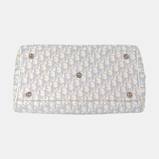 Dior No. 1 Rasta Trotter Bowling Bag Blue Oblique Canvas White Patent Leather