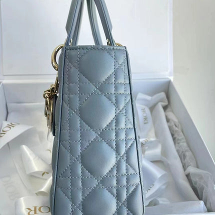 Sold Lady Dior Small My Abcdior Pale Blue Lambskin Cannage Leather