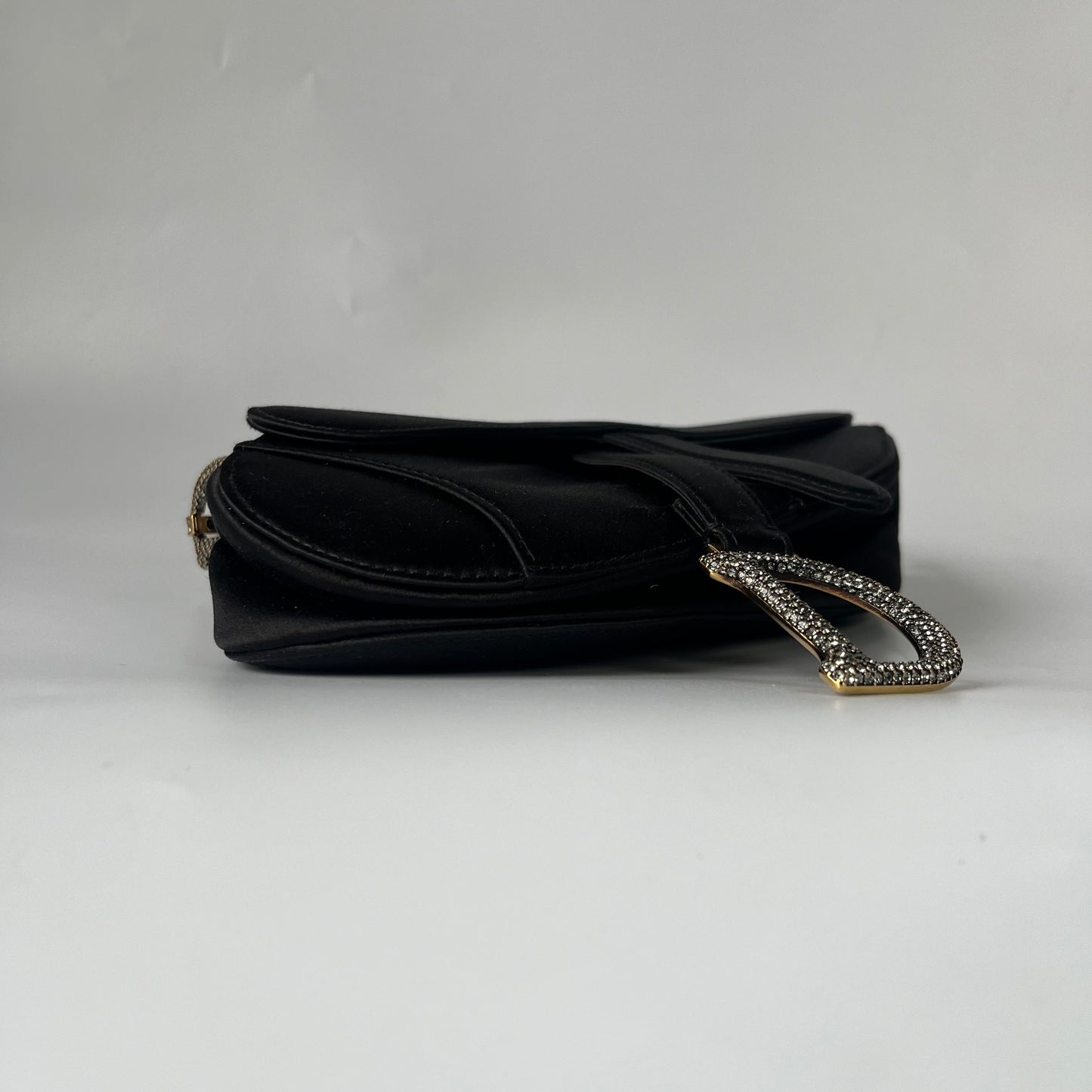 Dior Saddle Mini Silk Handbag Black with crystals