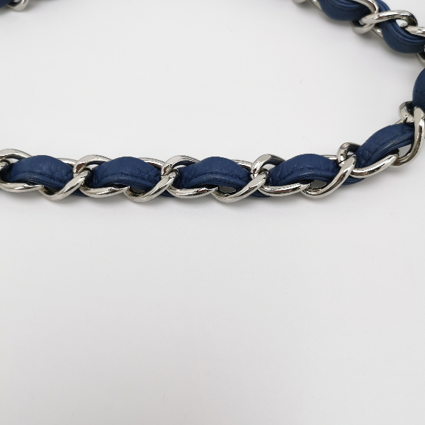 Sold Chanel Classic Flap Large Navy Blue Caviar Leather Silver-tone Hardware