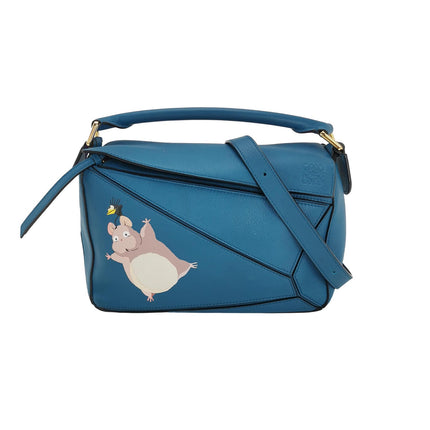 Loewe x Spirited Away Studio Ghibli Collection Puzzle Small Blue Crossbody Bag