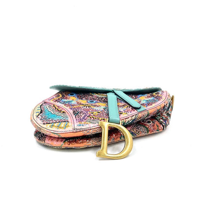Dior In Lights Saddle Medium Multicolor Beads and Calfskin Leather Shoulder Bag