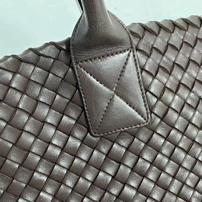 Bottega Veneta Cabat Large Intreccio Leather Tote Bag Dark Chocolate Brown 42cm