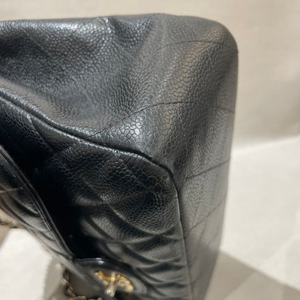 Chanel Classic Flap Jumbo 2012 Black Caviar Leather Double Flap Gold Hardware