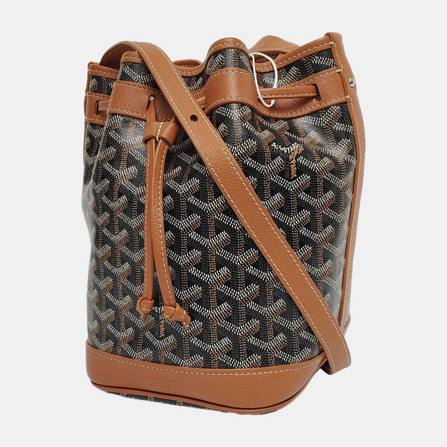Goyard Petit Flot Drawstring Bucket Bag Brown Goyardine Crossbody Bag Never worn