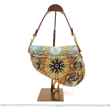 Sold Dior In Lights Saddle Medium Multicolor Beads and Calfskin Leather Shoulder Bag