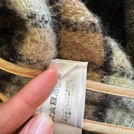 Chloé 2017 Fall/Winter Green Mohair Plaid Coat Oversized Fit Size S