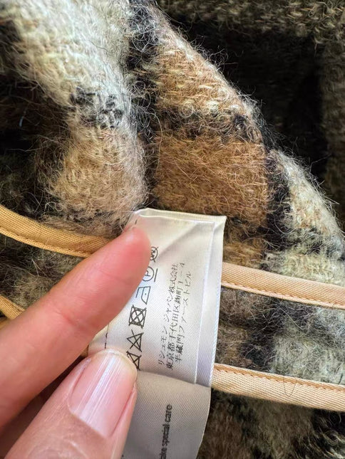 Chloé 2017 Fall/Winter Green Mohair Plaid Coat Oversized Fit Size S