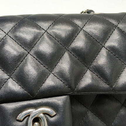 Chanel Classic Flap Mini 2014 Black Lambskin Camellia Charms Silver Hardware