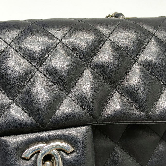 Chanel Classic Flap Mini 2014 Black Lambskin Camellia Charms Silver Hardware