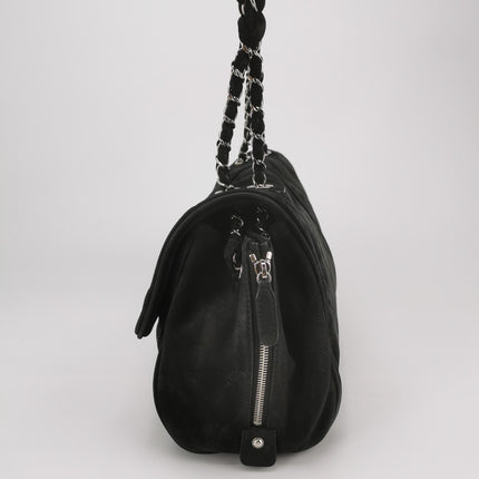 Chanel Nubuck Suede Darjeeling Flap Bag Ultimate Stitch Black Jumbo Bag