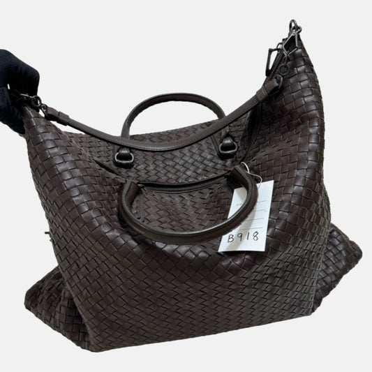 Bottega Veneta Maxi Convertible Tote Bag Hobo Milk Chocolate Brown Leather Two-way Carry 50cm-Luxbags