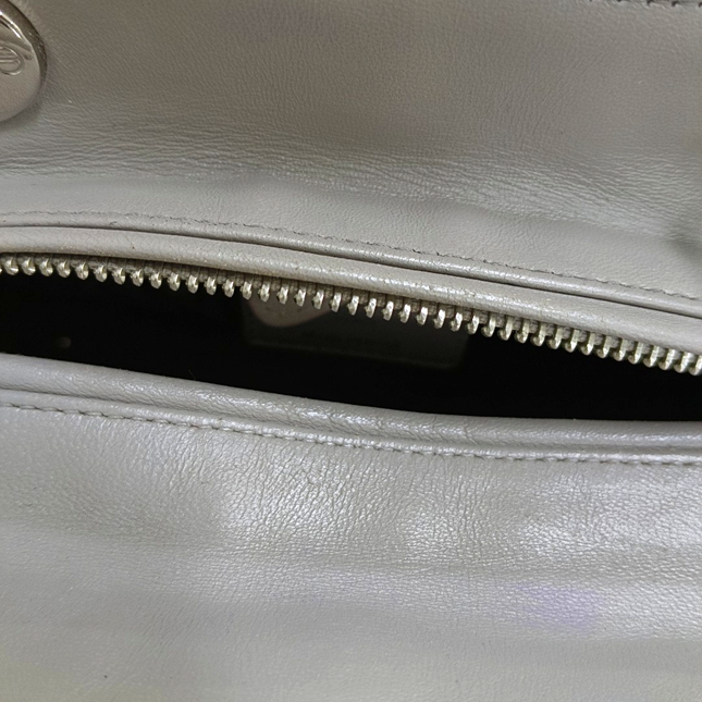 Lady Dior Medium Grey Lambskin Leather Silver Hardware Leather Strap