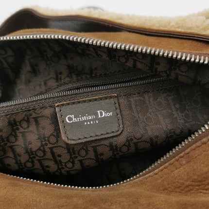 Dior Flight Medium Brown Shearling Leather Shoulder Bag
